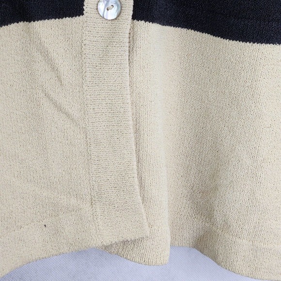 Vintage Helen HSU Cardigan Sweater Size L Black Tan Made in USA Button Front - Picture 4 of 10